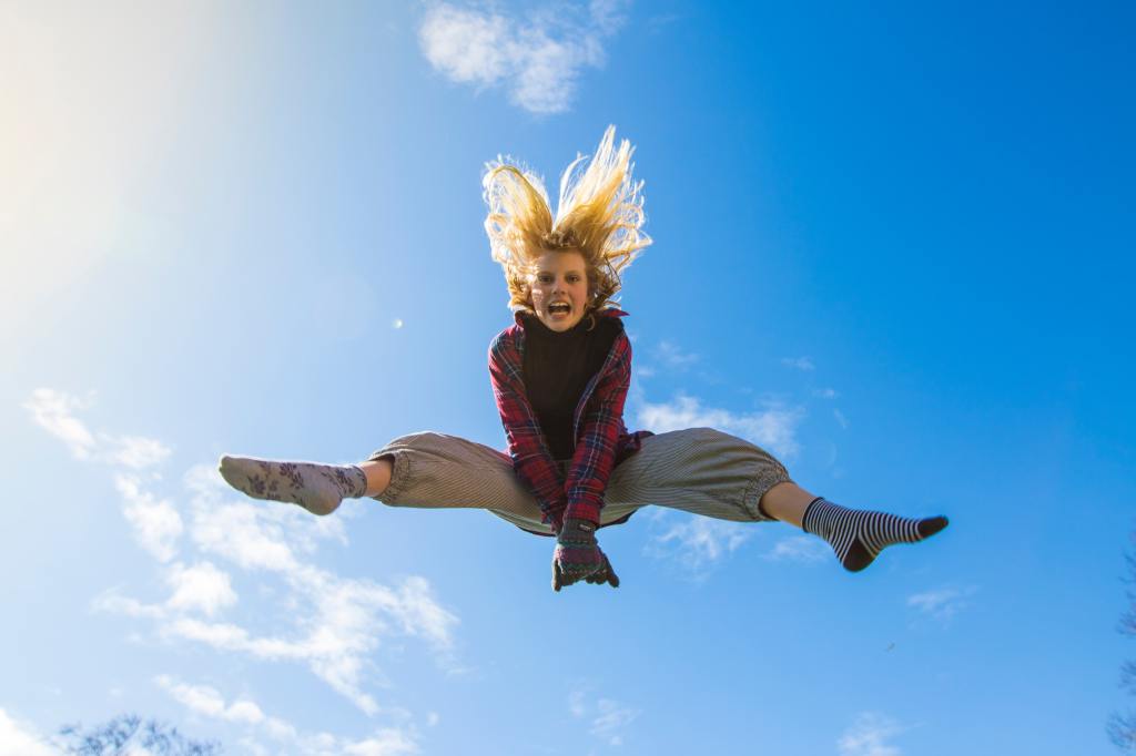 Photo by Mantas Hesthaven: https://www.pexels.com/photo/woman-jumping-under-blue-sky-384498/
